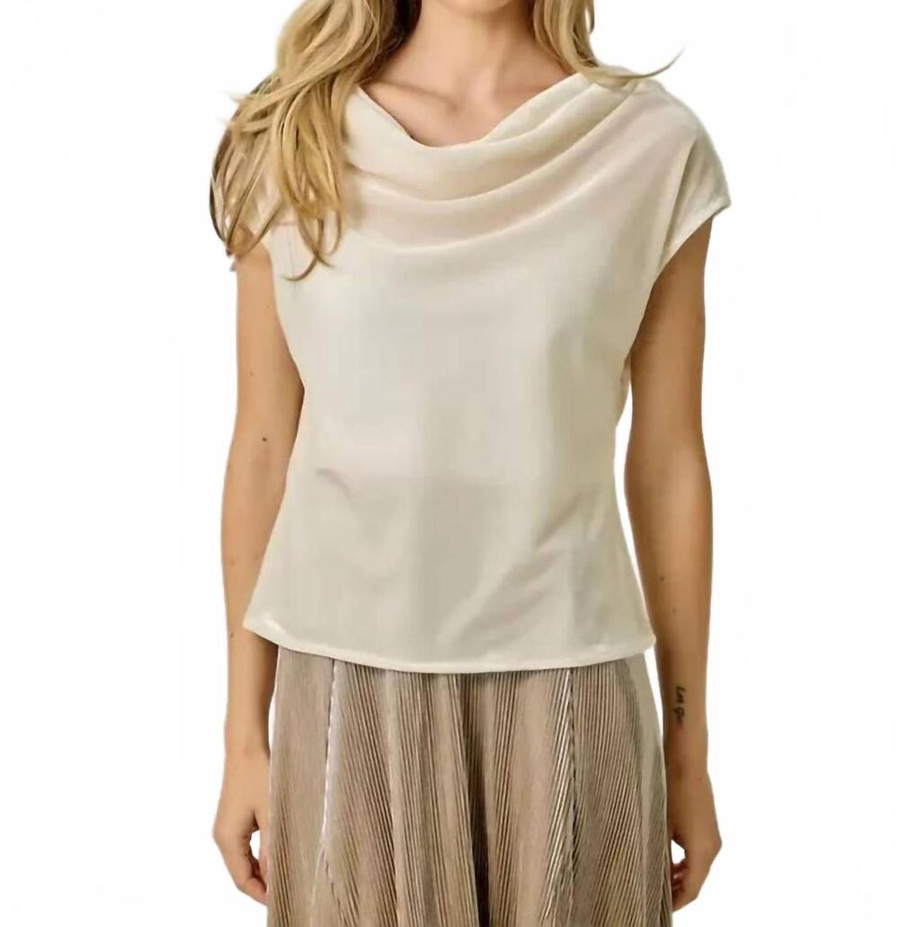 NEW MYSTREE velvet cowl top in pearl